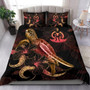 Vanuatu Polynesian Bedding Set - Turtle With Blooming Hibiscus Gold 1