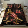 Vanuatu Polynesian Bedding Set - Turtle With Blooming Hibiscus Gold 2