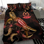 Vanuatu Polynesian Bedding Set - Turtle With Blooming Hibiscus Gold 3