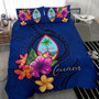 Polynesian Bedding Set - Guam Duvet Cover Set Floral With Seal Blue 3