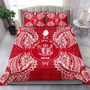 Polynesian Bedding Set - Niue Duvet Cover Set Map Red White 1