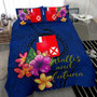 Polynesian Bedding Set - Wallis And Futuna Duvet Cover Set Floral With Seal Blue 3