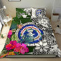 Northern Mariana Islands Custom Personalised Bedding Set White - Turtle Plumeria Banana Leaf 2