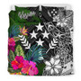 Pohnpei Custom Personalised Bedding Set - Pohnpei Seal Polynesian Patterns Plumeria (Black) 4