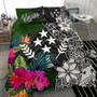 Pohnpei Custom Personalised Bedding Set - Pohnpei Seal Polynesian Patterns Plumeria (Black) 6