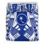 Chuuk States Duvet Cover Set - Blue White Tattoo Style 1