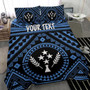 Kosrae Personalised Bedding Set - Kosrae Flag In Polynesian Tattoo Style (Blue) 2