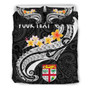 Fiji Custom Personalised Bedding Set - Fiji Seal Polynesian Patterns Plumeria (Black) 3