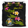 Fiji Custom Personalised Bedding Set - Fiji Seal Polynesian Patterns Plumeria (Black) 4