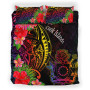 Cook Islands Polynesian Bedding Set - Turtle With Blooming Hibiscus Reggae 5