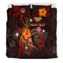 Marshall Islands Bedding Set - Marshall Islands Coat Of Arms & Polynesian Tropical Flowers White 6