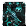 Cook Islands Duvet Cover Set - Cook Island Flag Turtle & Turquoise Hibiscus 4