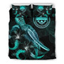 Cook Islands Duvet Cover Set - Cook Island Flag Turtle & Turquoise Hibiscus 5