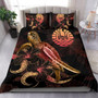 Tahiti Polynesian Bedding Set - Turtle With Blooming Hibiscus Gold 1