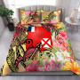 Wallis And Futuna Bedding Set - Flowers Tropical With Sea Animals 1