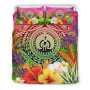 Vanuatu Polynesian Bedding Set - Manta Ray Tropical Flowers 3