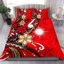 Marshall Islands Bedding Set - Tribal Flower With Special Turtles Red Color 2