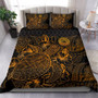 Hawaii Bedding Set - Turtle Plumeria Polynesian Tattoo Blue Color 5