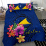 Polynesian Bedding Set - Tokelau Duvet Cover Set Floral With Seal Blue 3