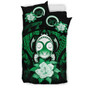 Vanuatu Duvet Cover Set -Turtle Tiki Face & Green Hibiscus 3