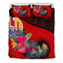 Tahiti Bedding Set - Polynesian Hook And Hibiscus (Red) 3