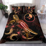 Yap Polynesian Bedding Set - Turtle With Blooming Hibiscus Gold 1