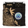 Federated States Of Micronesia Duvet Cover Set - Federated States Of Micronesia Coat Of Arms & Coconut Tree Gold 1