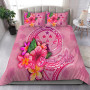 Kosrae Polynesian Custom Personalised Bedding Set - Floral With Seal Pink 1