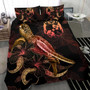 Tonga Polynesian Bedding Set - Turtle With Blooming Hibiscus Gold 3