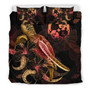 Cook Islands Polynesian Bedding Set - Turtle With Blooming Hibiscus Gold 5