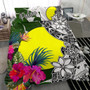 Palau Bedding Set White - Turtle Plumeria Banana Leaf 2