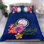 Polynesian Bedding Set - Marshall Islands Duvet Cover Set Floral With Seal Blue 1