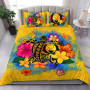 New Caledonia Custom Personalised Bedding Set White - Turle Plumeria Banana Leaf Crest 5