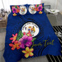 Polynesian Custom Personalised Bedding Set - Niue Duvet Cover Set Floral With Seal Blue 3