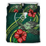 Polynesian Custom Personalised Bedding Set - Niue Duvet Cover Set Floral With Seal Blue4