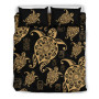 Honu Turtle Hawaiian Duvet Cover Set - Gold Color Style 1