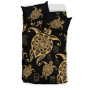 Honu Turtle Hawaiian Duvet Cover Set - Gold Color Style 3