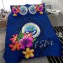 Micronesia Bedding Set - Federated States Of Micronesia Duvet Cover Set Floral With Seal Blue 3