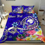 Pohnpei Custom Personalised Bedding Set - Turtle Plumeria (Blue) 1
