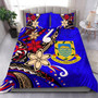 Tuvalu Polynesian Bedding Set - Tribal Flower With Special Turtles Blue Color 2