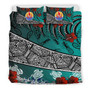 Papua Polynesian Bedding Set - Tribal Flower With Special Turtles Blue Color4