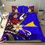 Tokelau Polynesian Bedding Set - Tribal Flower With Special Turtles Blue Color 1