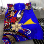 Tokelau Polynesian Bedding Set - Tribal Flower With Special Turtles Blue Color 3