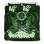 Polynesian Duvet Cover Set - Hawaii Bedding Set Shark Polynesia Compass Plumeria Green 1