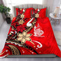 New Caledonia Bedding Set - Tribal Flower With Special Turtles Red Color 2