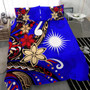 Marshall Islands Bedding Set - Tribal Flower With Special Turtles Blue Color 3