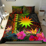 Nauru Polynesian Personalised Bedding Set - Hibiscus And Banana Leaves 1