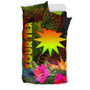 Nauru Polynesian Personalised Bedding Set - Hibiscus And Banana Leaves 2