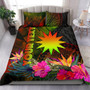 Guam Polynesian Bedding Set - Turtle With Blooming Hibiscus Turquoise 5