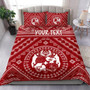 Tonga Personalised Bedding Set - Tonga Seal With Polynesian Tattoo Style (Red) 1